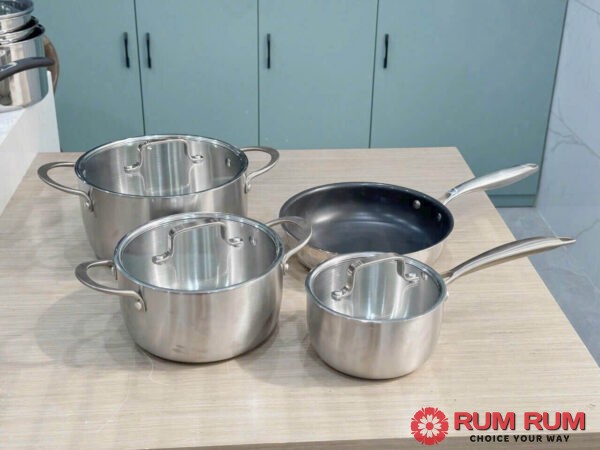 Bộ nồi inox Grand King 4 món đáy liền inox 304 cao cấp 1